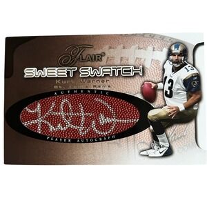 2002 Fleer Flair Sweet Swatch Kurt Warner Autograph Jumbo Card St. Louis Rams